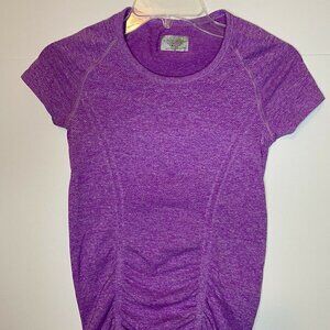 Athleta Fastest Track Tee X-Small Purple Ruched Short Sleeve